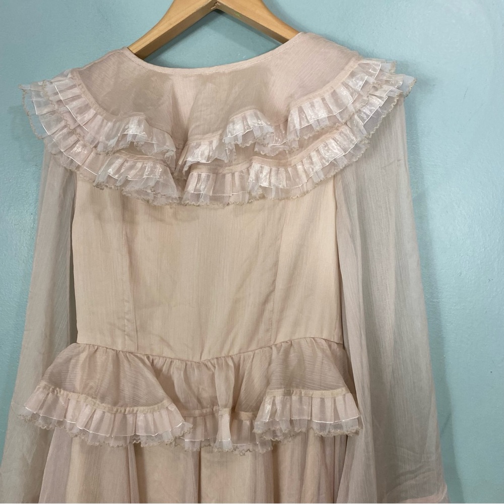 CeliaB Bliss Dress Ivory‎ Ethereal Flowy Ruffled Sheer Maxi Dress XXL - Picture 9 of 10